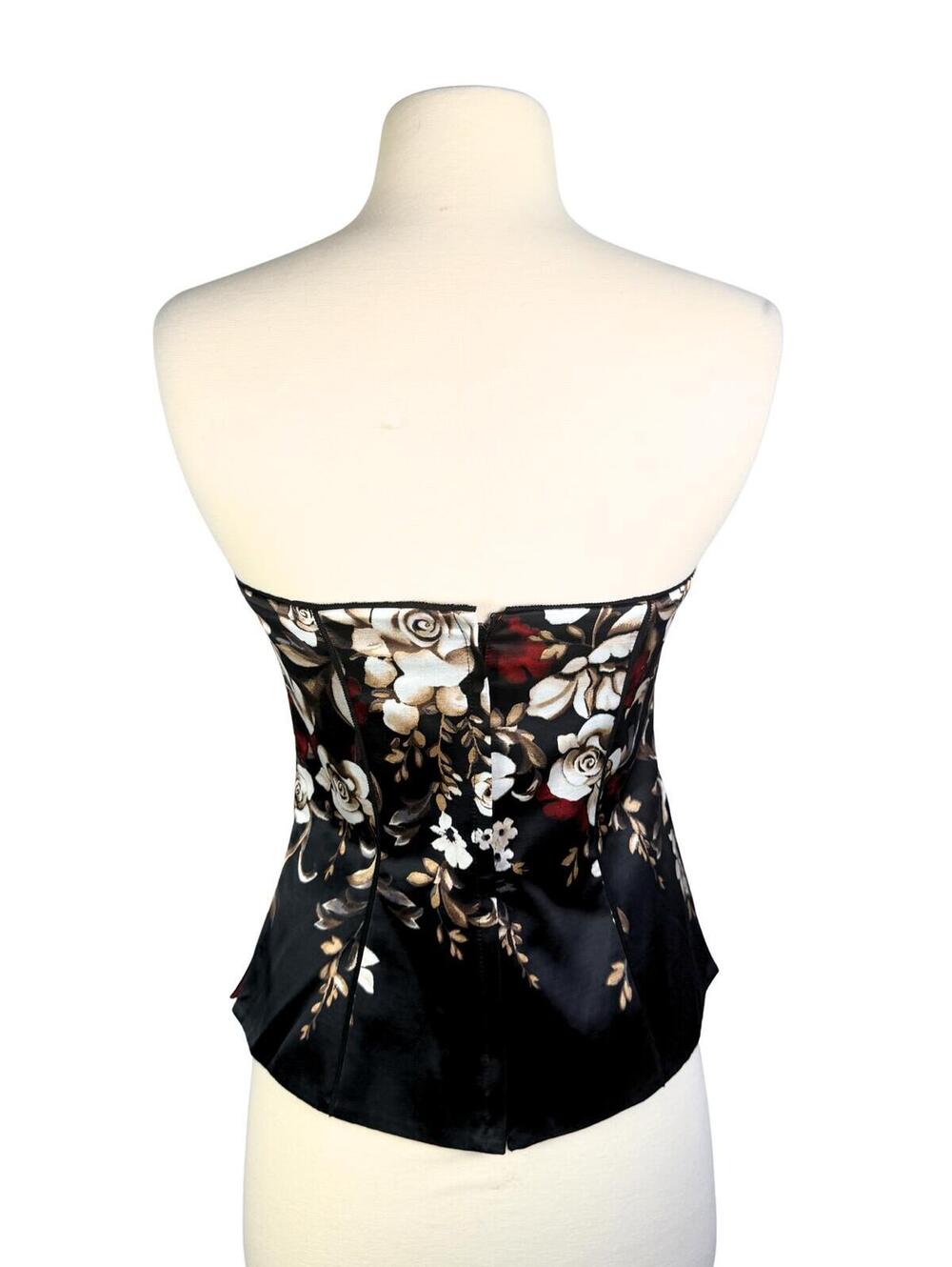White House Black Market Floral Bustier Corset Top Size 2 Strapless Rose Print - Picture 3 of 7